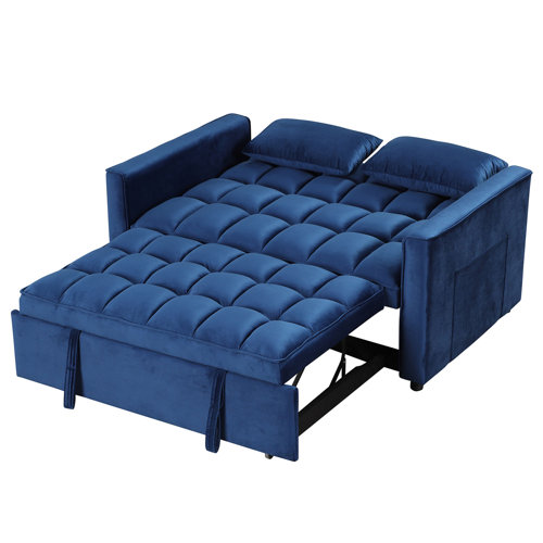 Mercer41 55.2'' Wide Convertible Velvet Sleeper Sofa Bed with Reclining